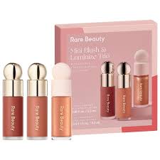 rare beauty mini blush y iluminador trio