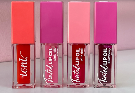 glazed tinted lip oil kit 4 piezas